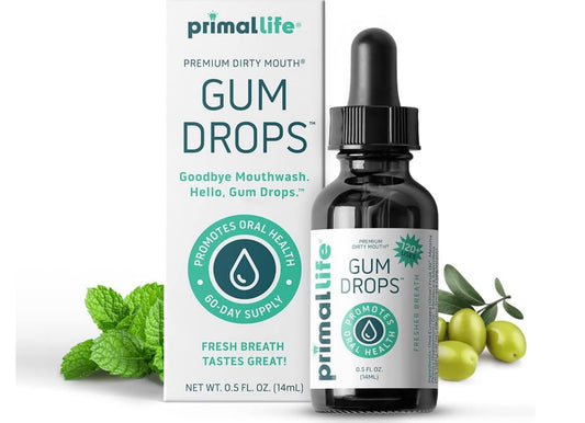 LuxProdX Dirty Mouth Gum Serum dropper applies soothing essential oils to gums.