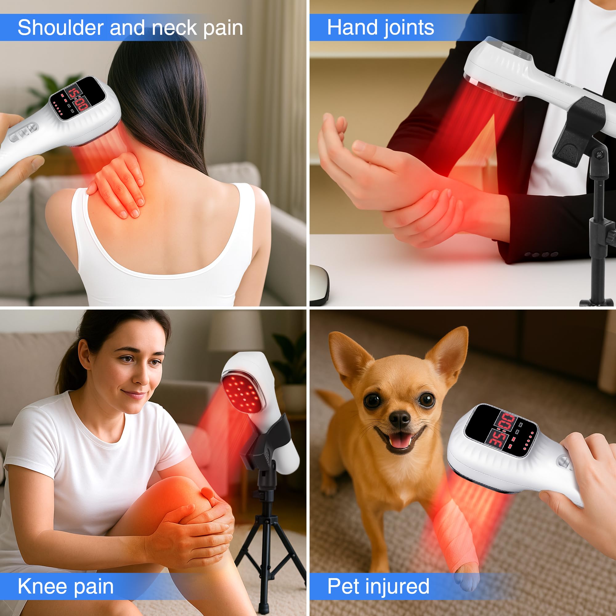 LuxReyan red light therapy device used with pets for at-home care