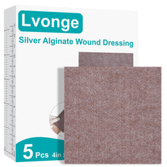 Lvonge silver calcium alginate wound dressing 4x4 patch for exudate management.