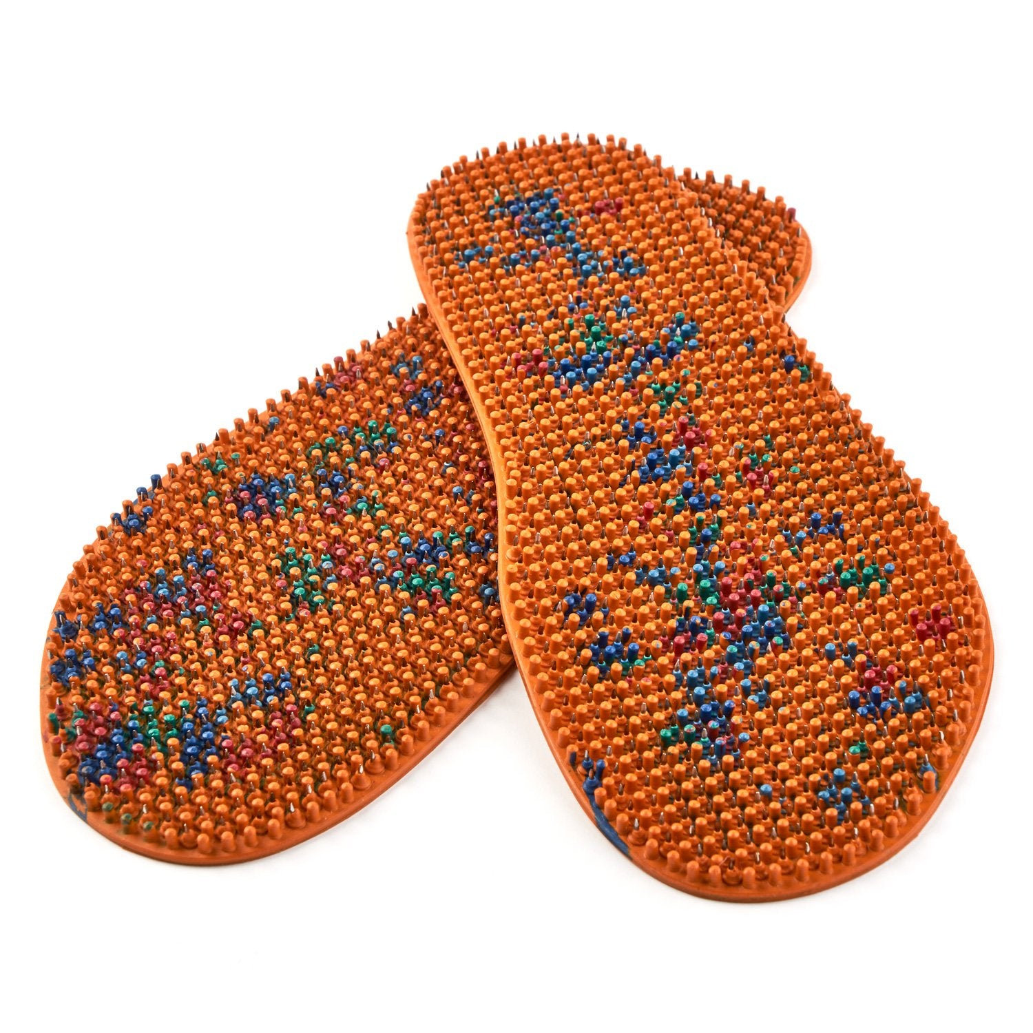 Lyapko acupuncture shoe insole assembly shows a ready reflexology tool for home use