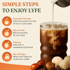 LYFE ingredients panel highlights Lion's Mane and other mushrooms.