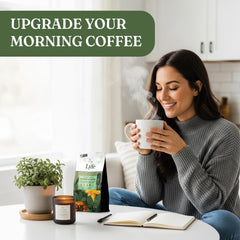 LYFE Organic Mushroom Coffee energy focus boost in the morning.