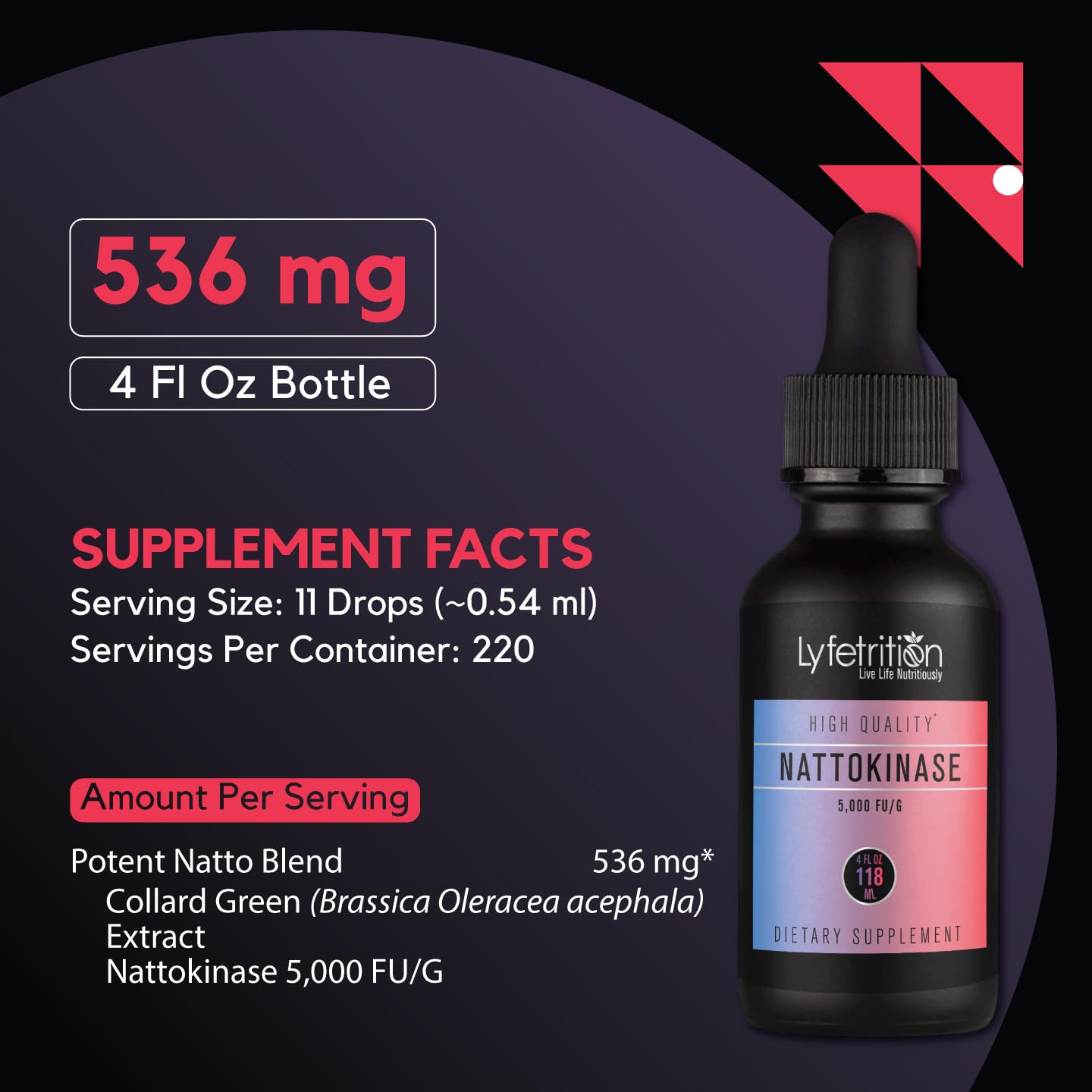 Lyfetrition Nattokinase dropper releasing daily 11 drops.