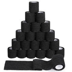 Lyksgir black self-adhesive bandage wrap 2in x 5yd for quick, clip-free wrapping