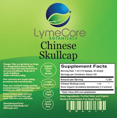 LymeCore Botanicals Chinese Skullcap liquid drops illustrating fast absorption for daily use.