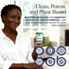 Ingredients list image emphasizing plant-based components for systemic balance.