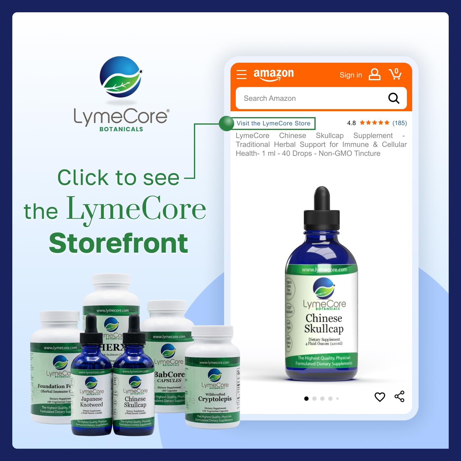 LymeCore Botanicals third-party tested seal indicating safety and potency.