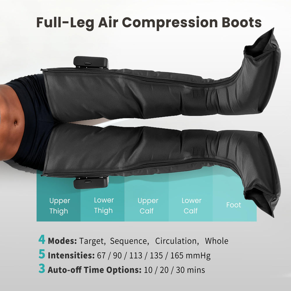 Lymneth full-leg compression supports targeted relief from foot to thigh.