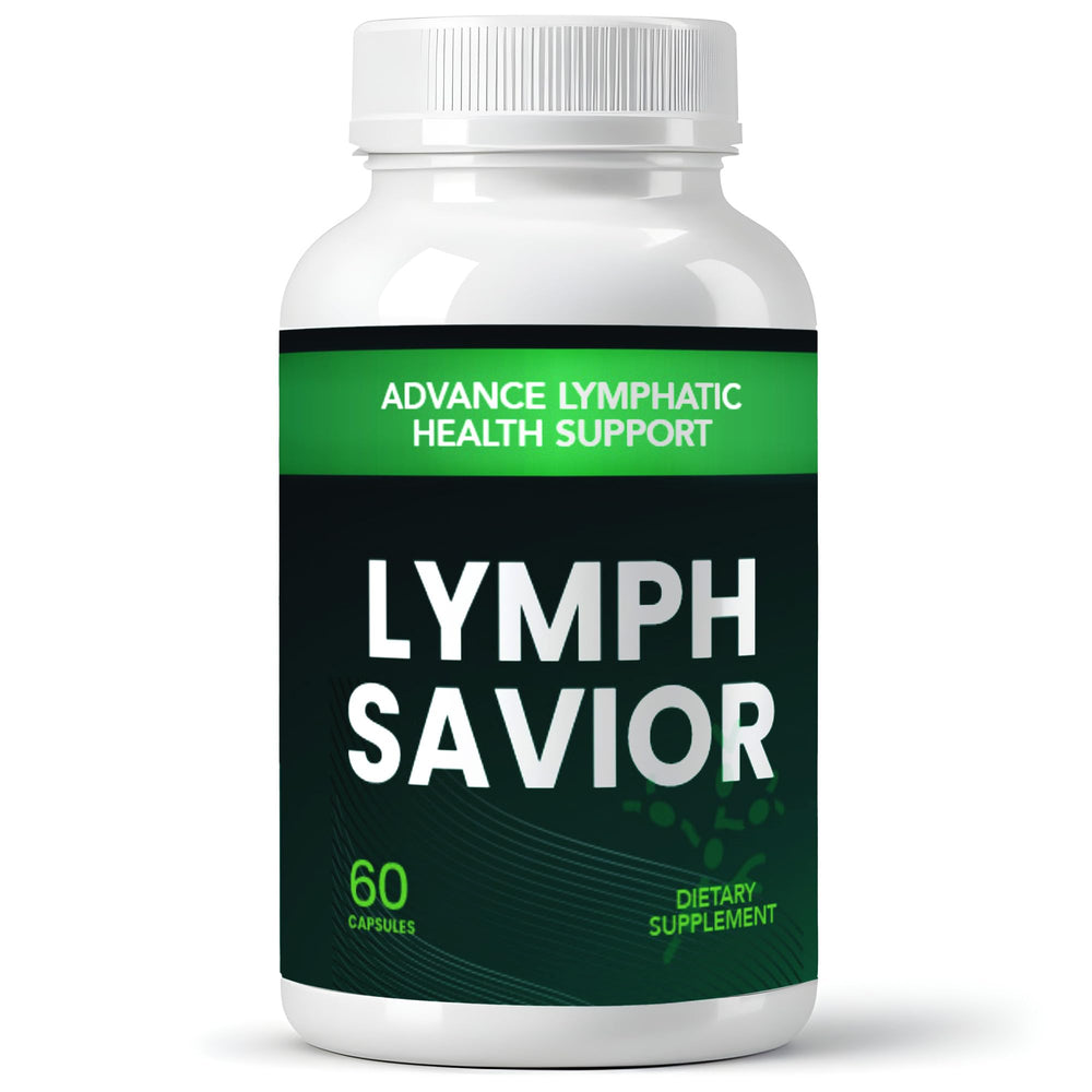 Lymph Savior bottle front view showing packaging for daily lymphatic wellness.