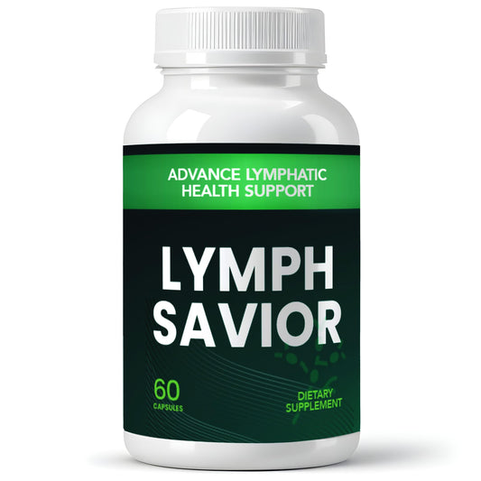Lymph Savior bottle front view showing packaging for daily lymphatic wellness.