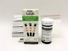 Lysun HBS-101 hemoglobin strips with capillary tubes for BHM-102 meter, ready for quick testing.