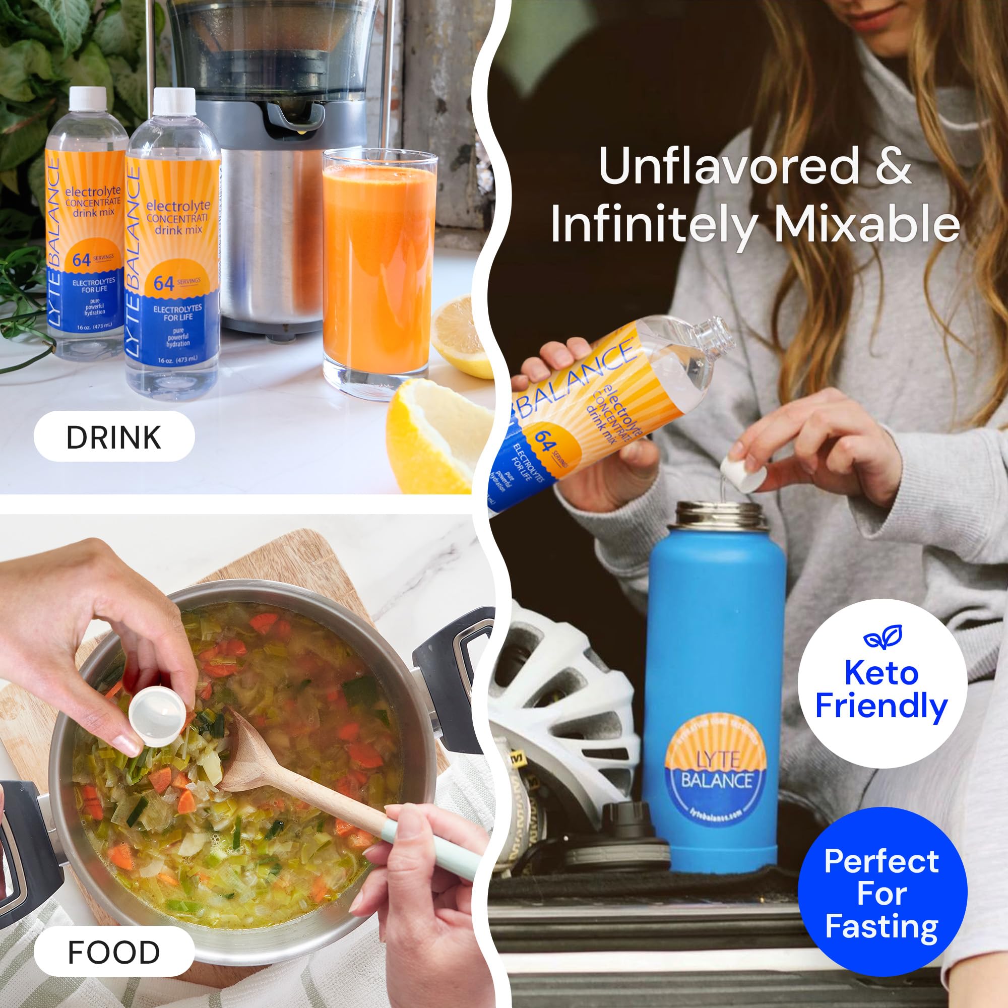 LYTE BALANCE mix in a water bottle for effortless hydration.