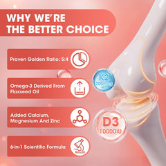 M inch ingredients label detailing D3, K2, omega-3 and minerals