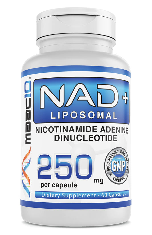 MAAC10 Liposomal NAD bottle front view emphasizes enhanced bioavailability.