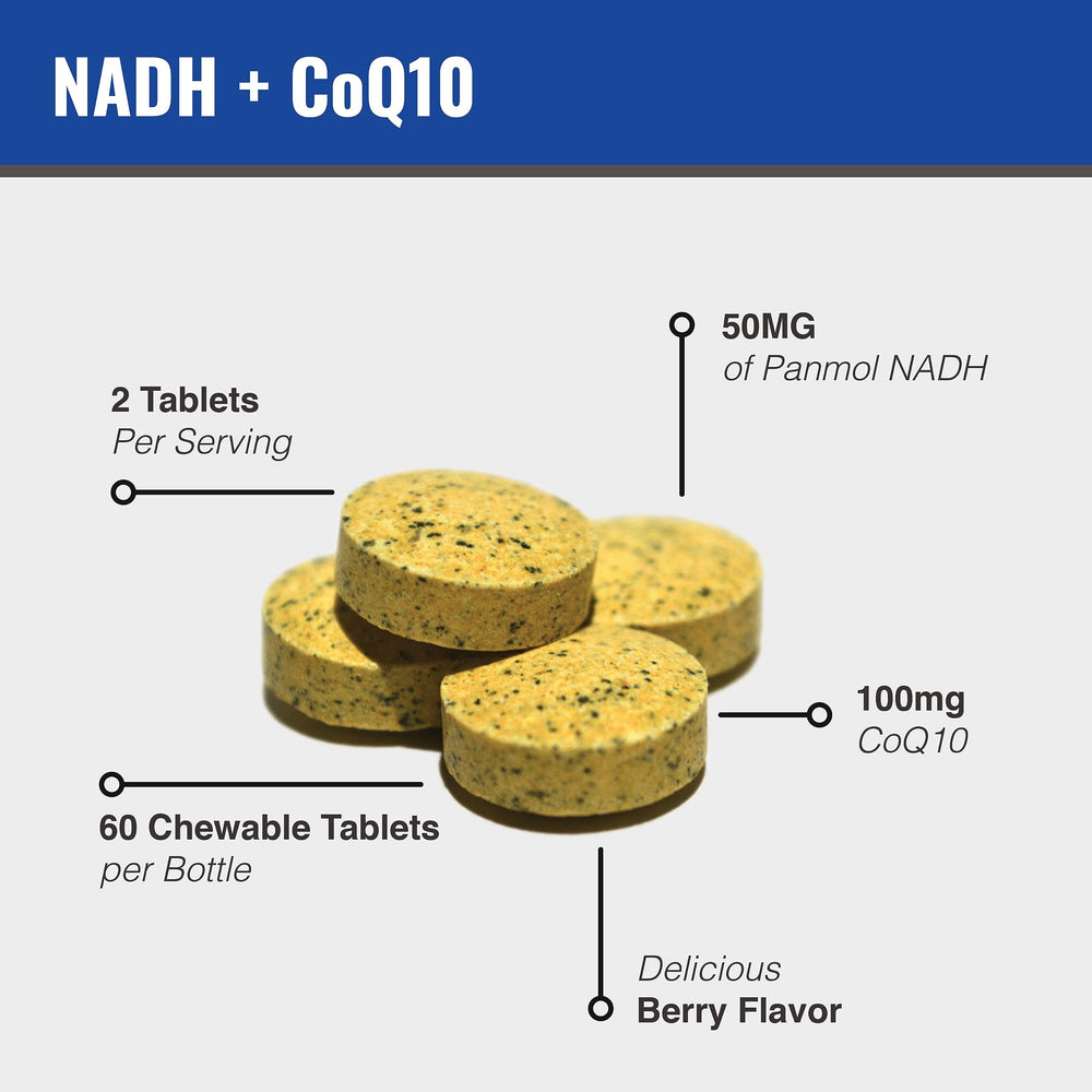 Bottled MAAC10 NADH + CoQ10 packaging for easy daily use