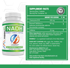MAAC10 NADH CoQ10 tablets close-up with berry flavor