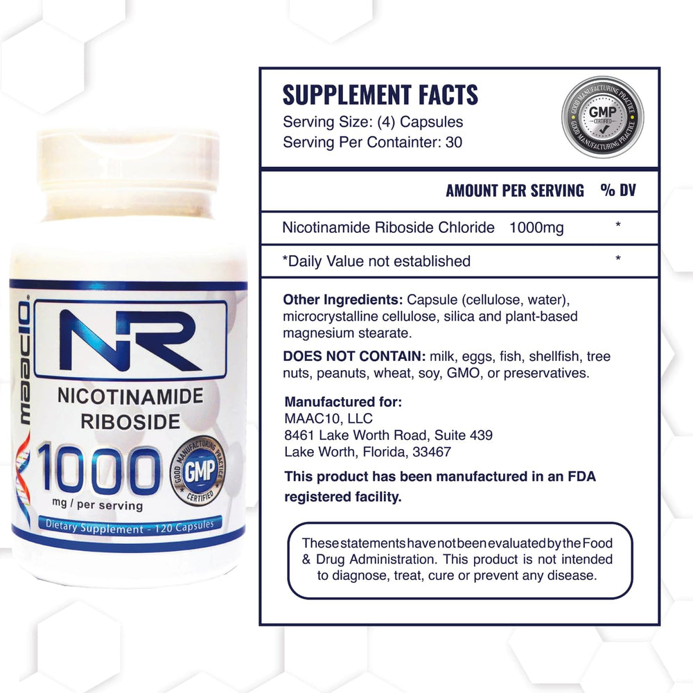 MAAC10 NR capsules close-up for easy daily dosing.