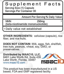 MAAC10 NMN capsules close-up highlights quality and purity for consistent daily use.