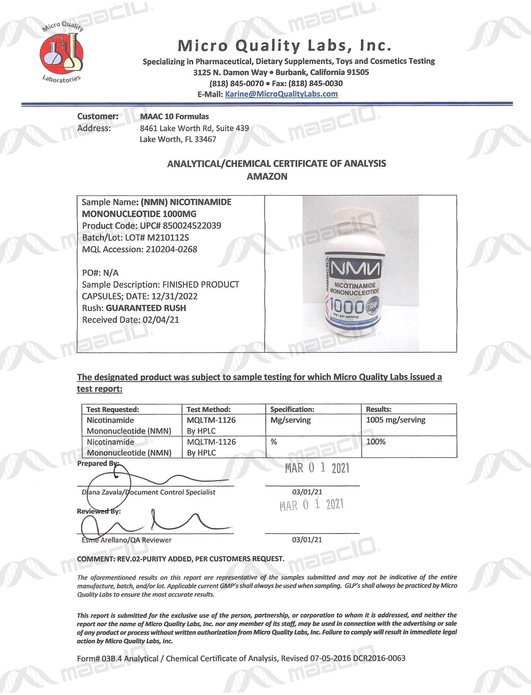 MAAC10 NMN box packaging with clean MAAC10 branding