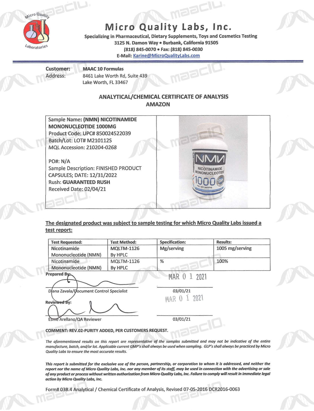 MAAC10 NMN box packaging with clean MAAC10 branding