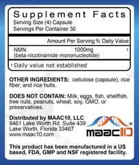 MAAC10 NMN capsules closeup showing easy-to-swallow capsules