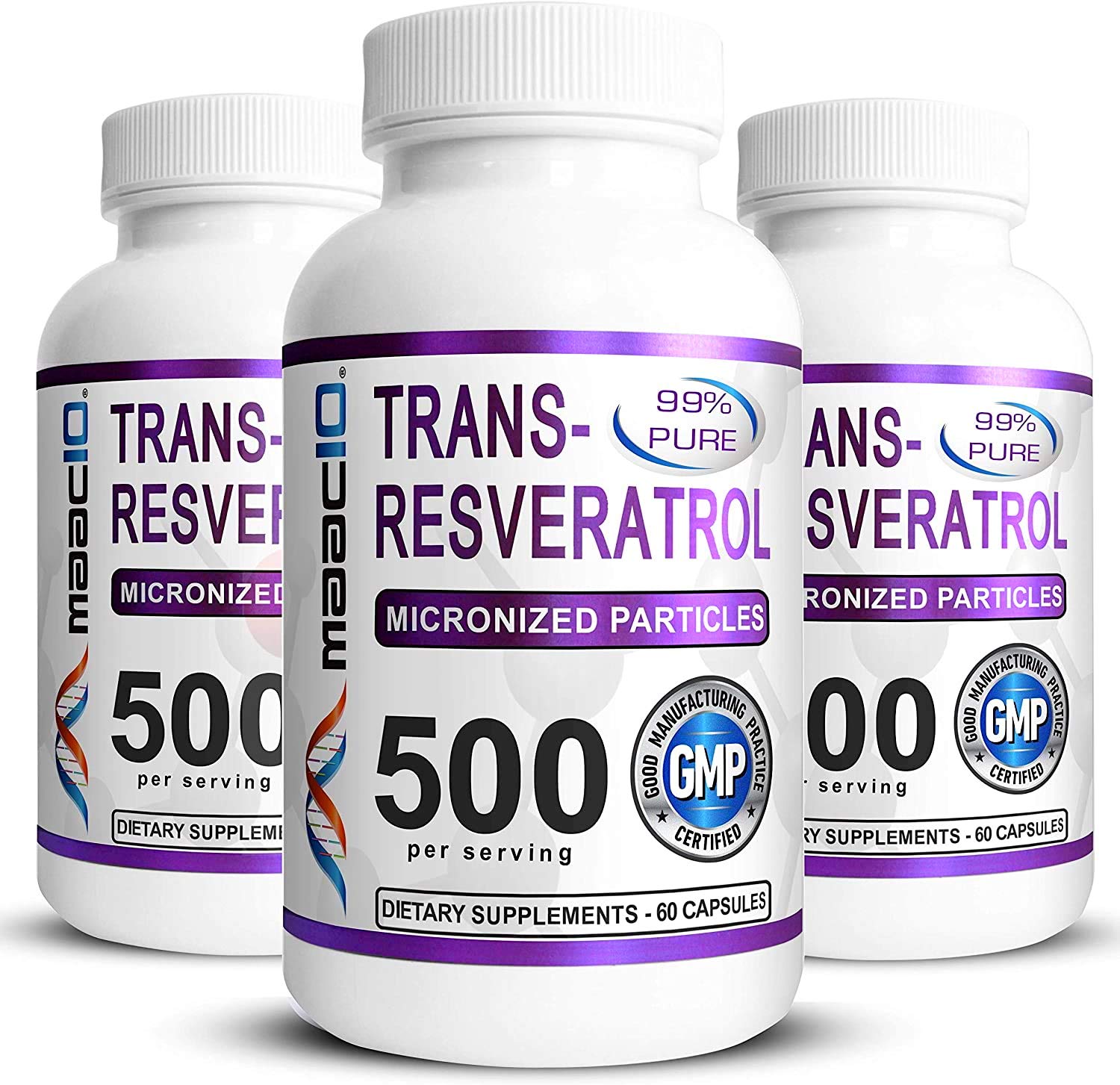 MAAC10 Trans Resveratrol 3-pack bottles for daily wellness and absorption