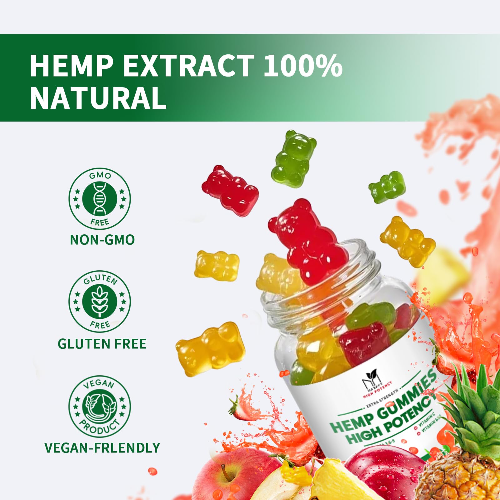 Chewy fruity texture of MABEFY gummies shown in hand