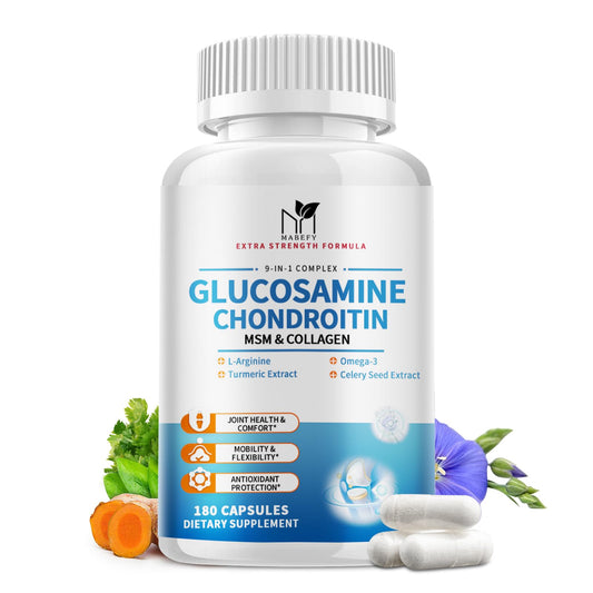 MABEFY glucosamine chondroitin MSM bottle front, providing joint support