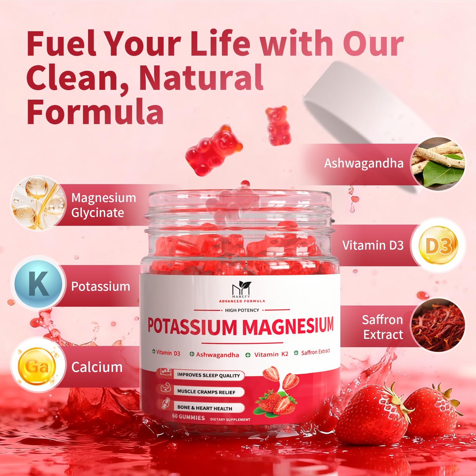 MABEFY sugar-free gummies close-up highlighting their light bite-sized chew