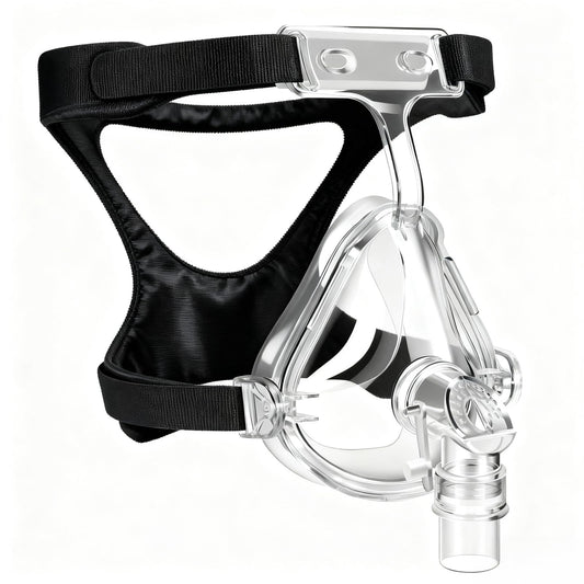 Mabodysk TMS Comfort Series full-face CPAP mask covers nose and mouth with secure fit.