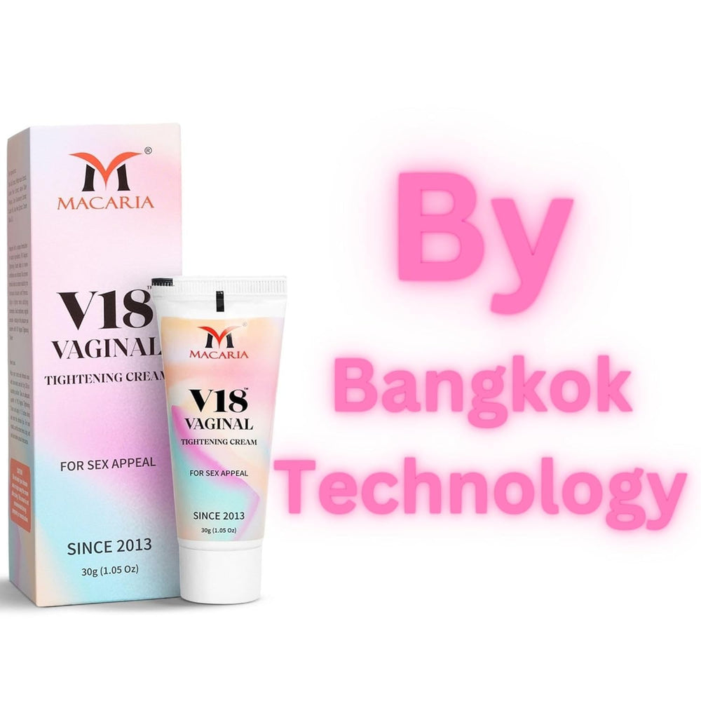 MACARIA V18 cream application close-up highlighting easy-to-dispense formula for comfortable use.