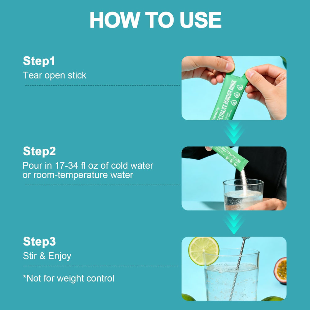 Macmony hydration setup with glass and powder, ideal after workouts.