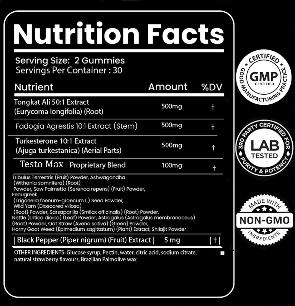 Macro Vital gummies label emphasizing gluten-free, natural support for vitality.