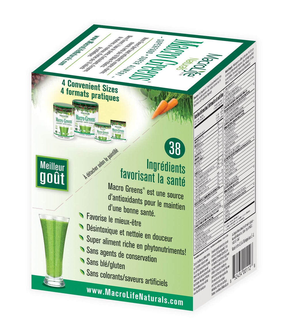 MacroLife Macro Greens travel-packets ideal for gym or commute.