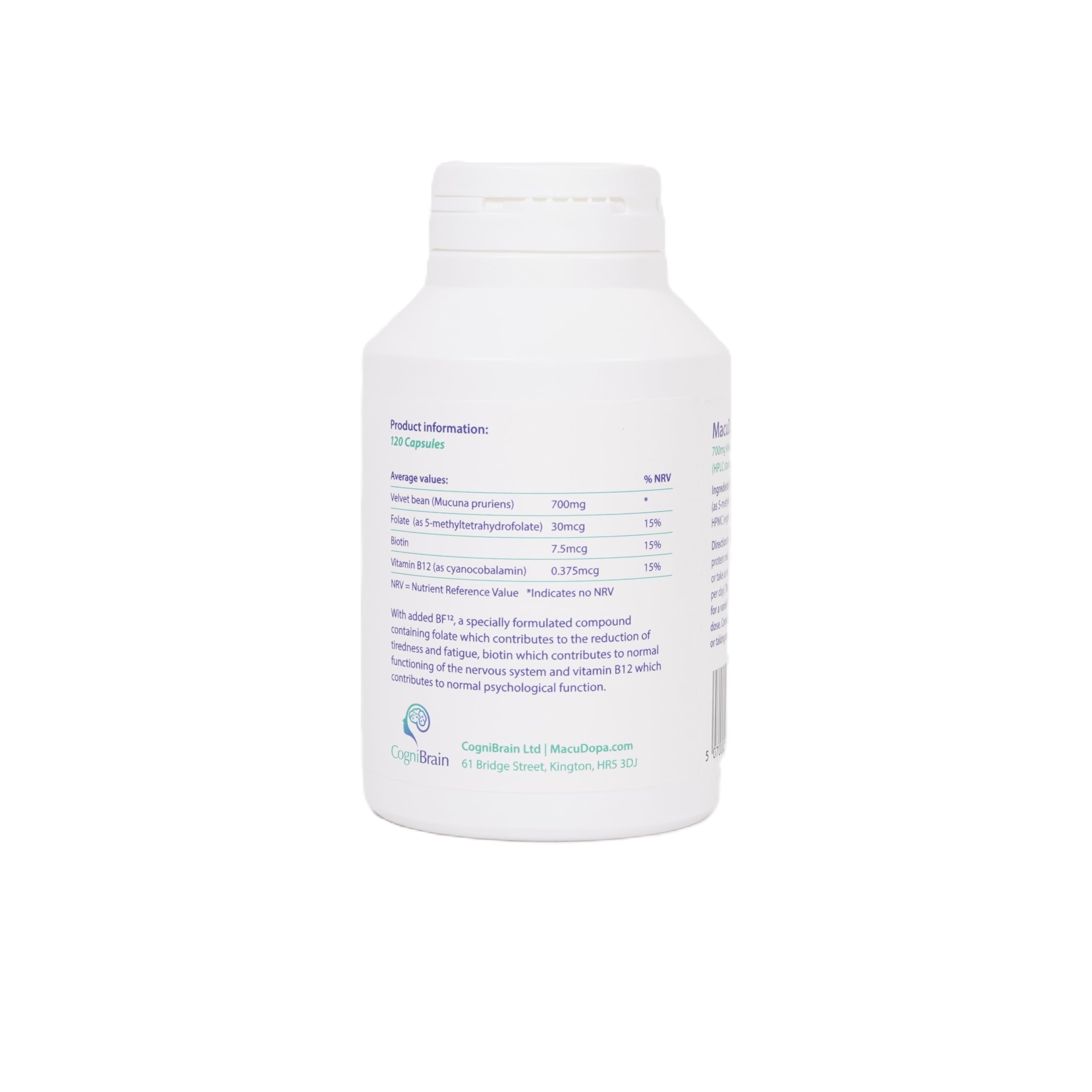 MacuDopa Day capsules closeup showing vegan capsule format.