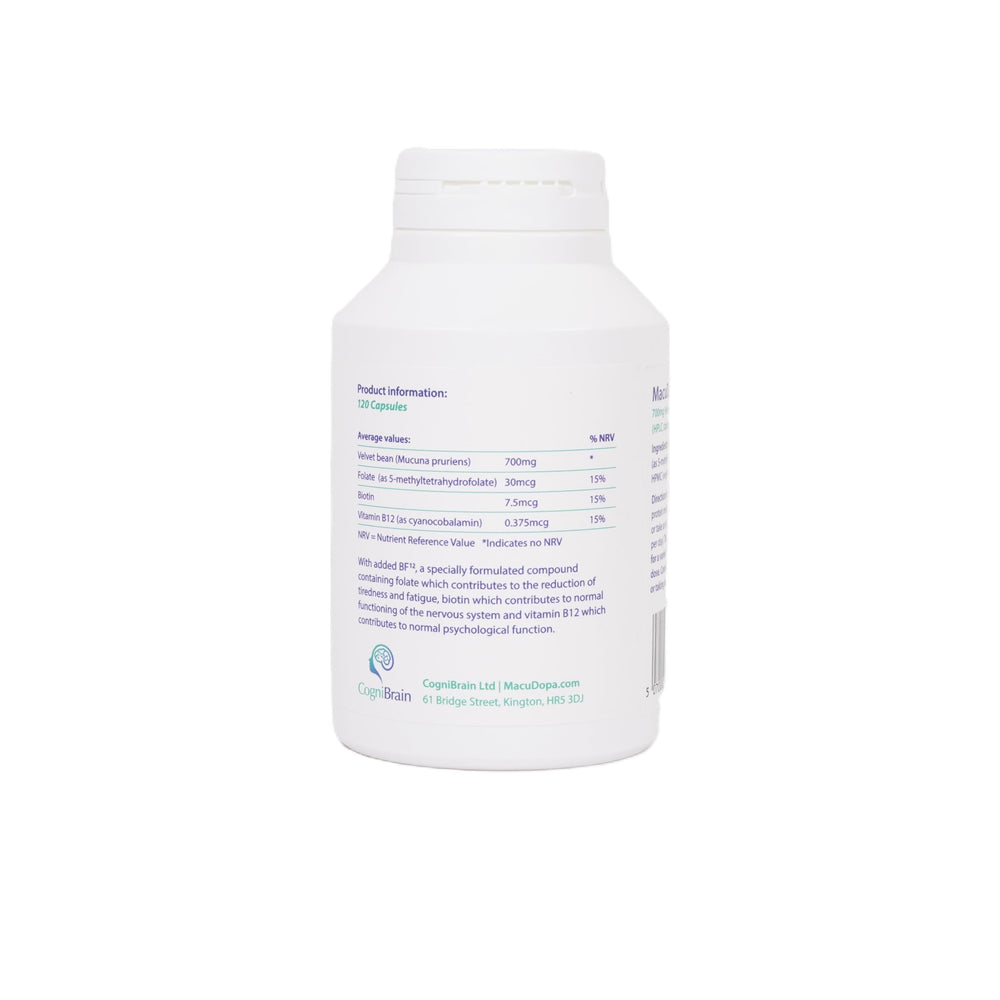 MacuDopa Day capsules closeup showing vegan capsule format.