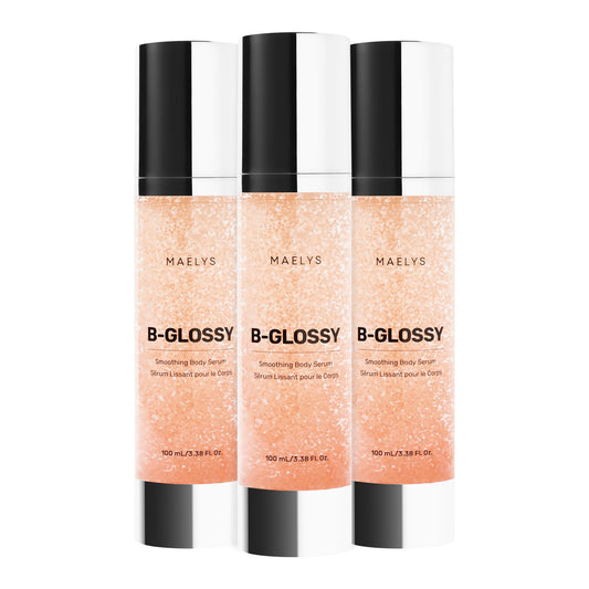 MAËLYS B-GLOSSY serum bottle showing lightweight hydration for smoother skin