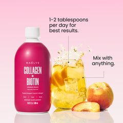 MAËLYS Collagen daily use routine with convenient bottle on desk.