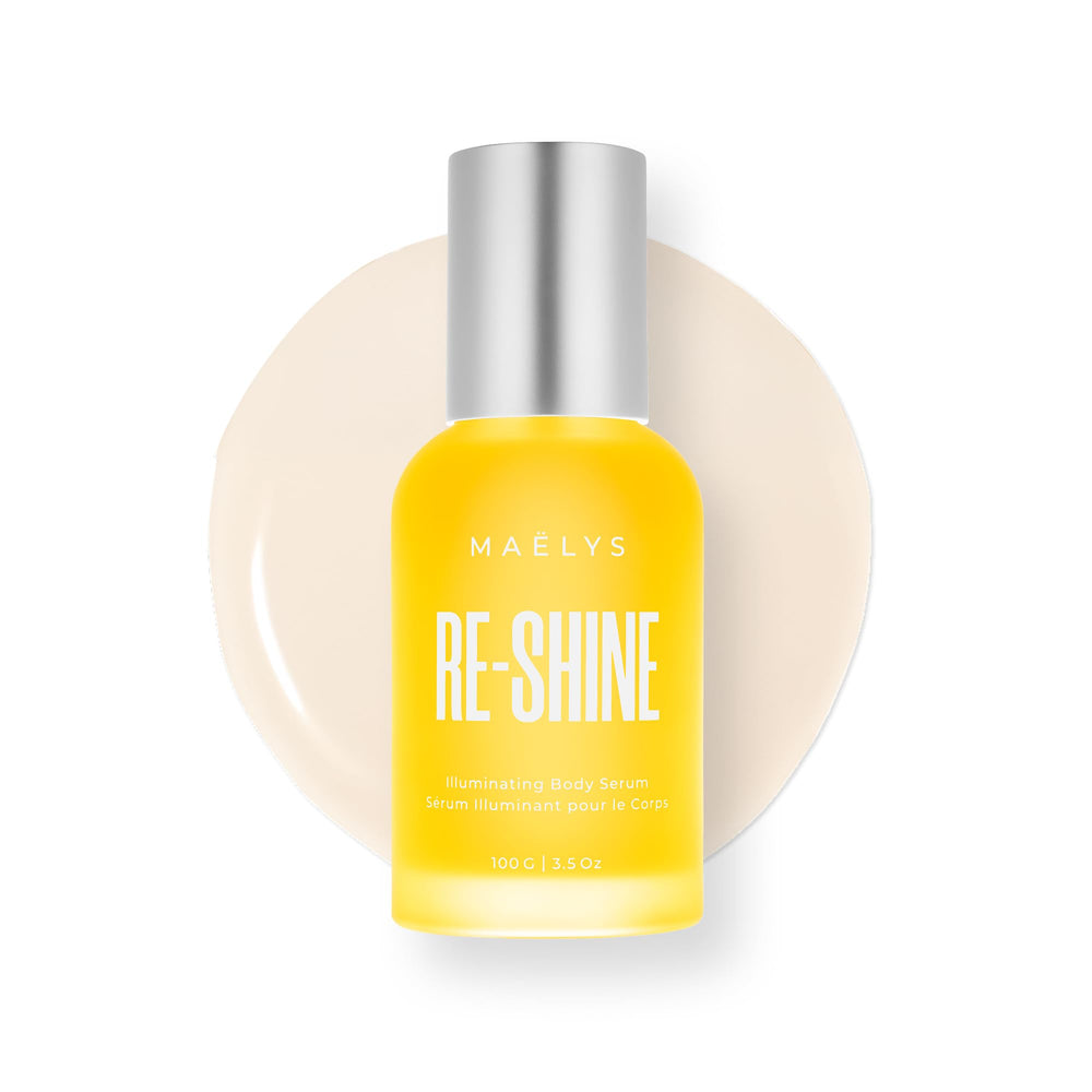 MAËLYS Re-Shine bottle ready for full-body brightening.