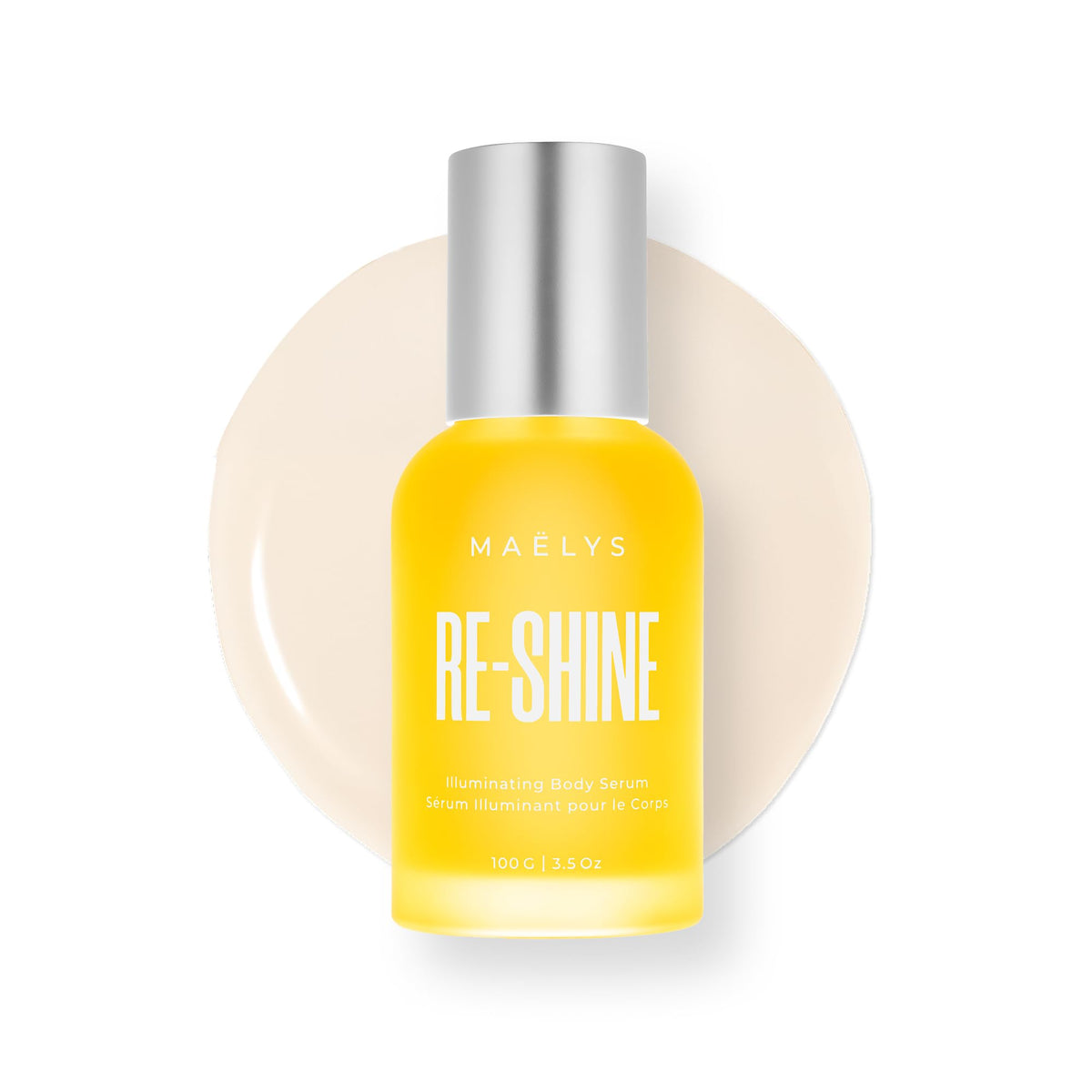 MAËLYS Re-Shine bottle ready for full-body brightening.