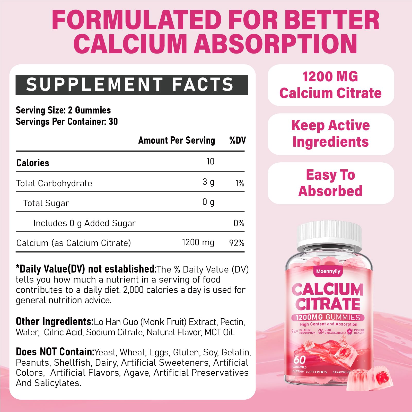 Maennyliy Calcium Citrate Gummies close-up liquid core showing enhanced absorption