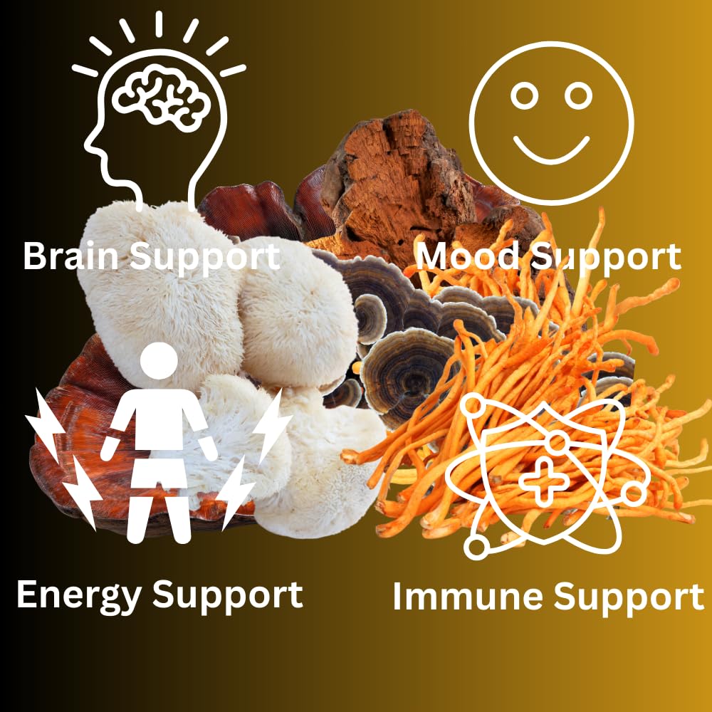 Mag Mushrooms ingredient image features Turkey Tail and Chaga in the blend