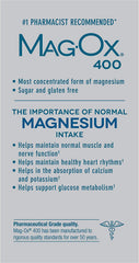 Mag-Ox 400 gluten-free formula on bottle label
