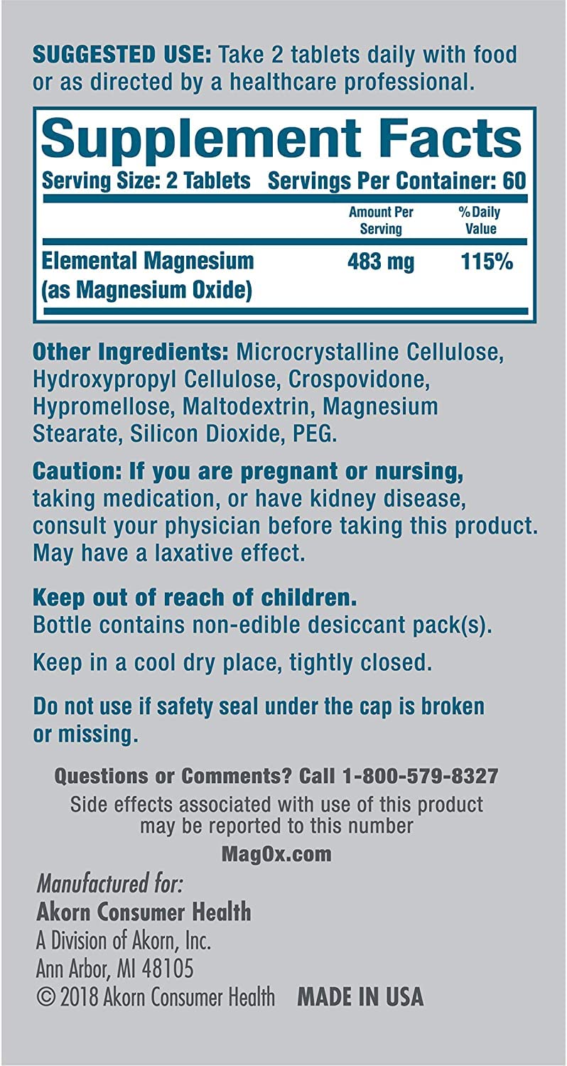 Mag-Ox 400 tablets close-up of easy-swallow coating for comfortable dosing