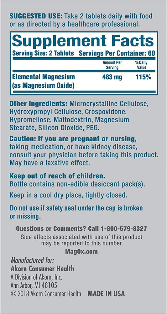 Mag-Ox 400 tablets close-up of easy-swallow coating for comfortable dosing