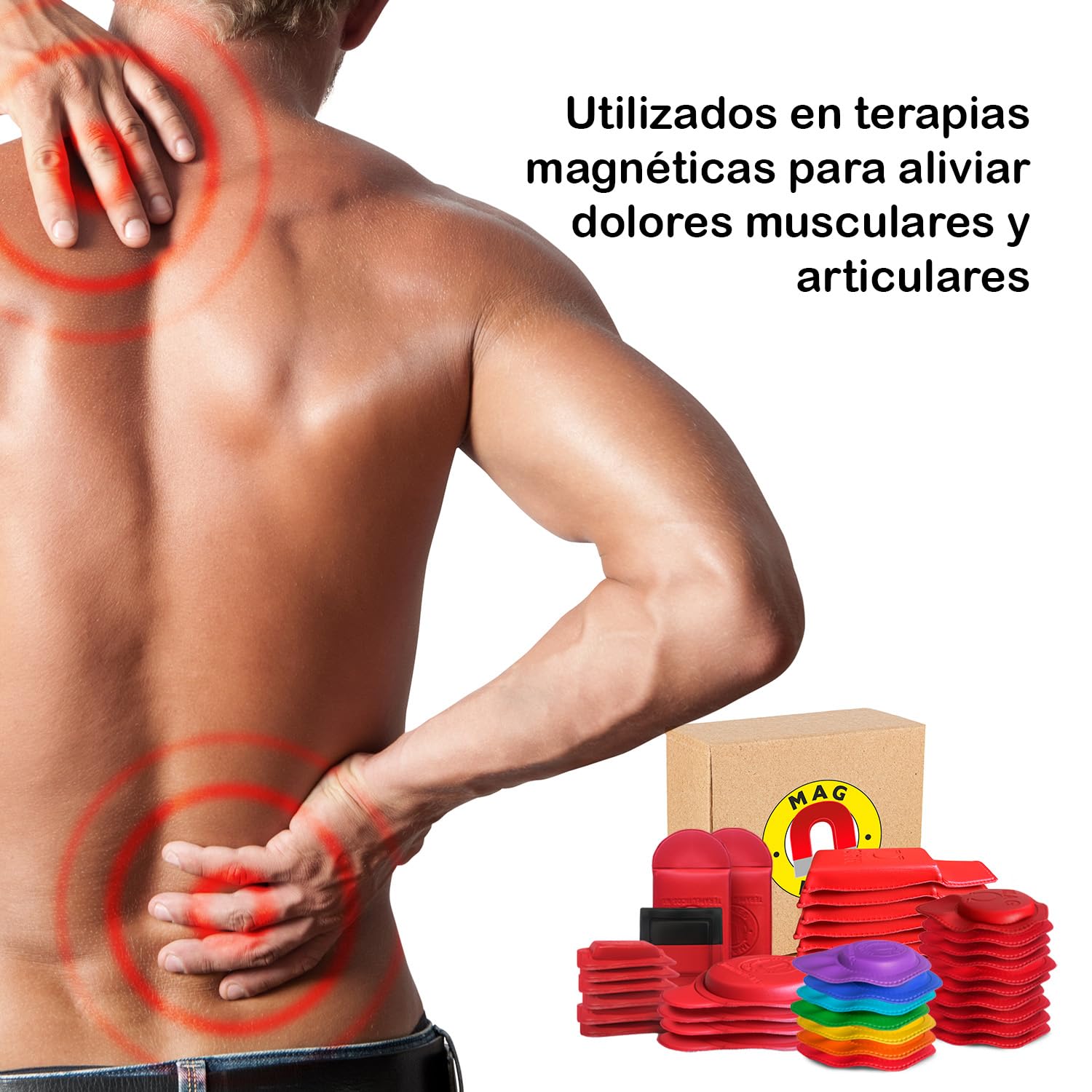 MAG red magnets facilitate comfortable application on specific areas