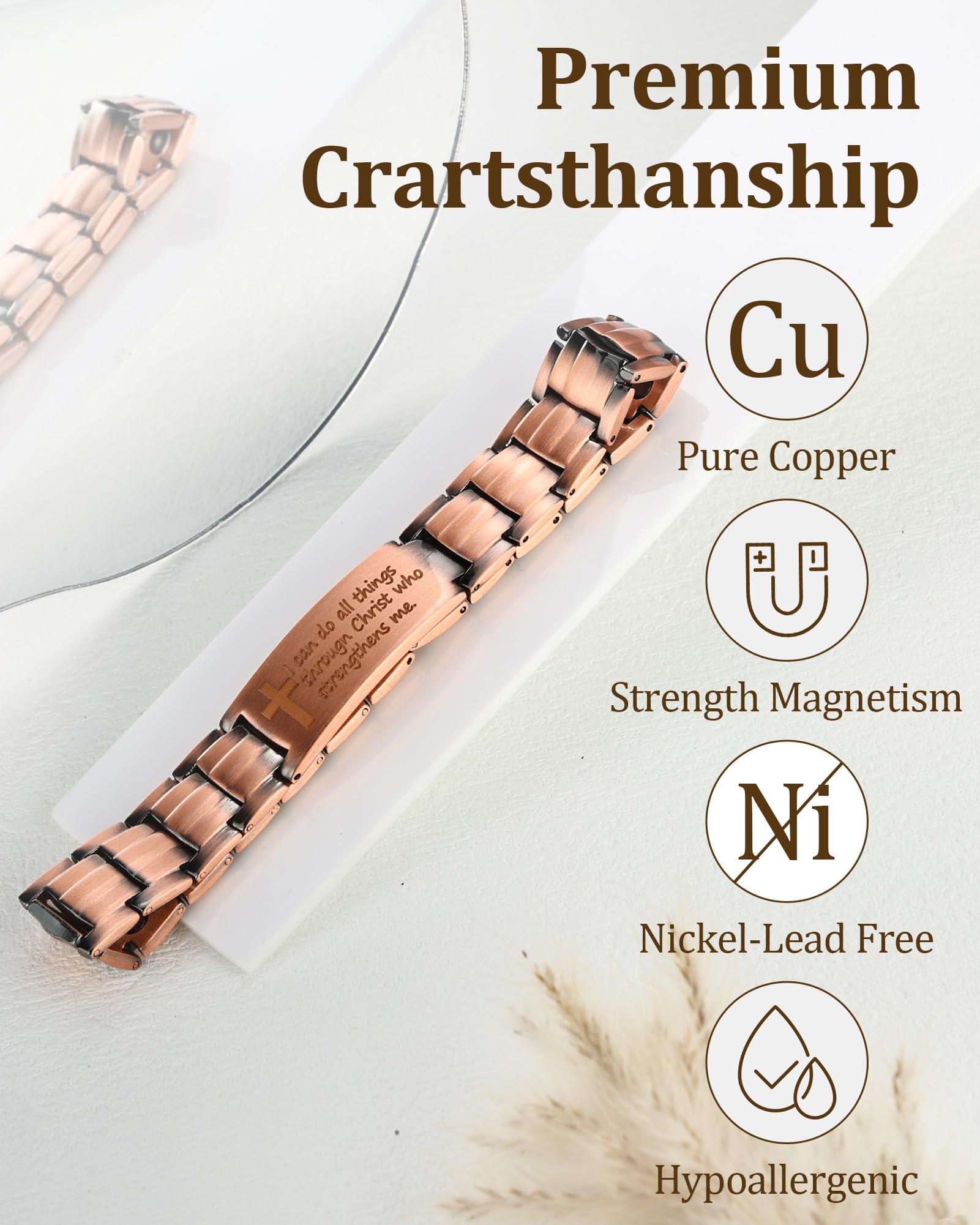 MagEnergy adjustable 9 inch bracelet with sizing tool for a perfect fit.