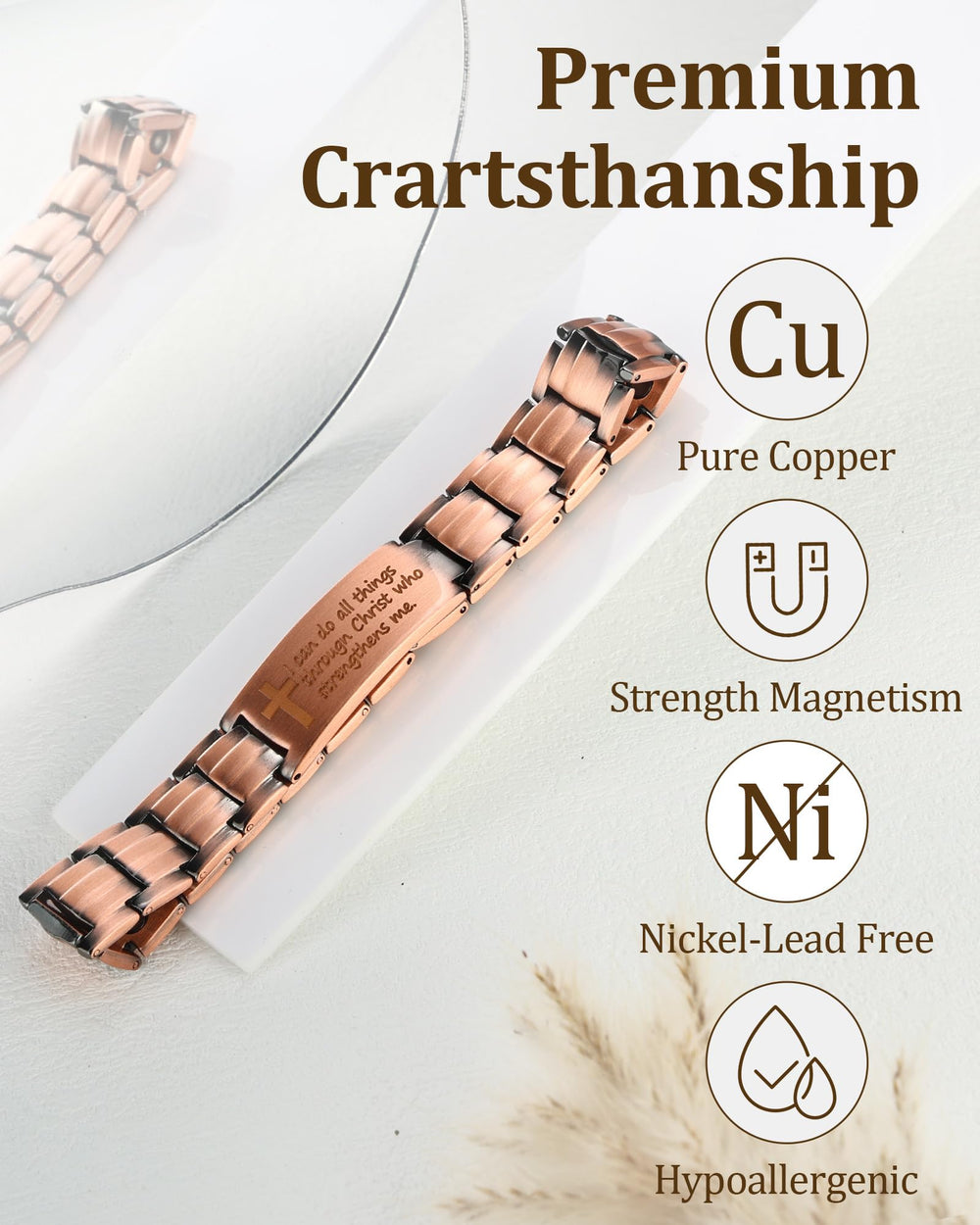 MagEnergy adjustable 9 inch bracelet with sizing tool for a perfect fit.