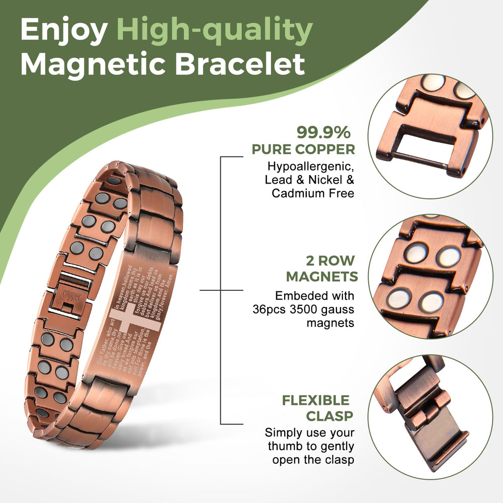 MagEnergy copper bracelet magnets inside view showing strong magnets for daily use and potential energy support.