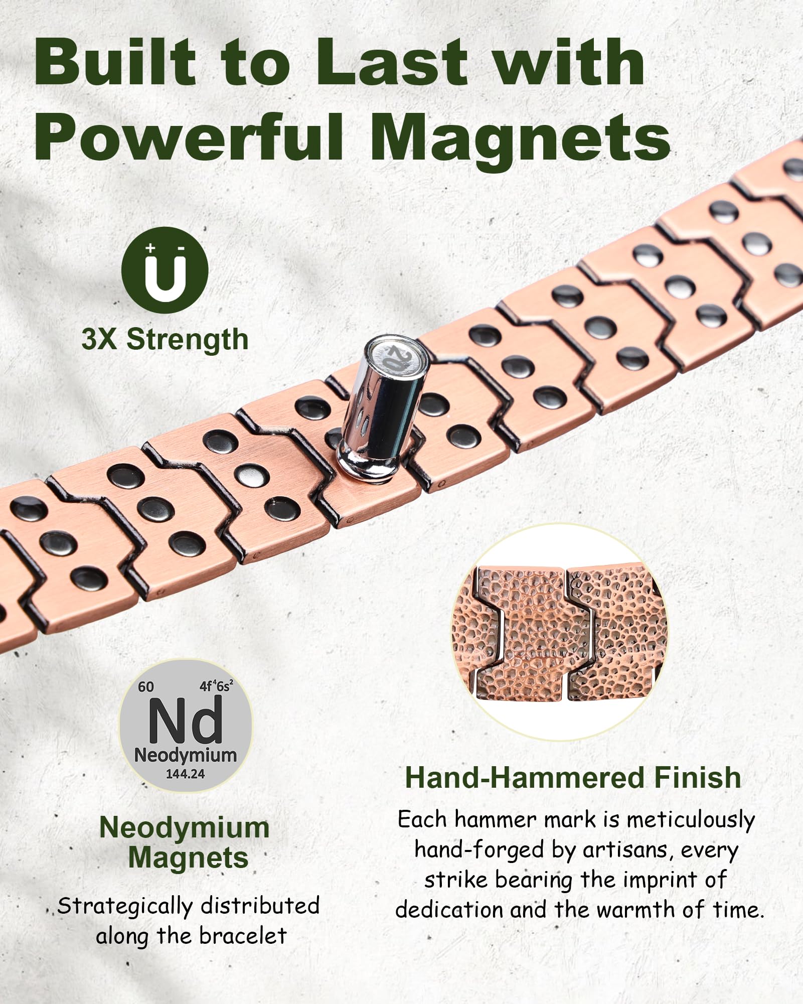 MagEnergy 3800 Gauss magnets arranged in bracelet
